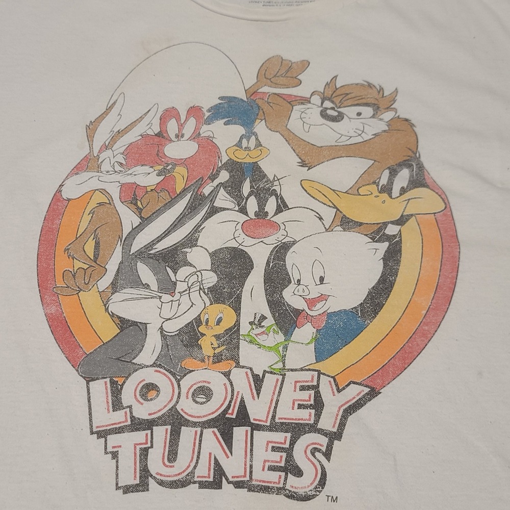 Looney Tunes Graphic T-Shirt Mens‎ XL White Bugs Bunny Taz Retro 90s Cartoon Tee